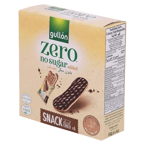 Gullon Snack Dark Chocolate Covered Cereal Bar with Sweetener with No Added Sugars - 150g