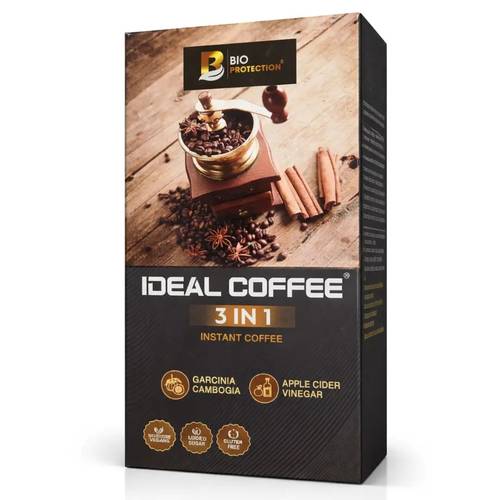 Bio Protection Ideal Coffee 3 in 1 Instant Coffee, 25 Sachets, Combines Garcinia Cambogia And Apple Cider Vinegar In Every Cup