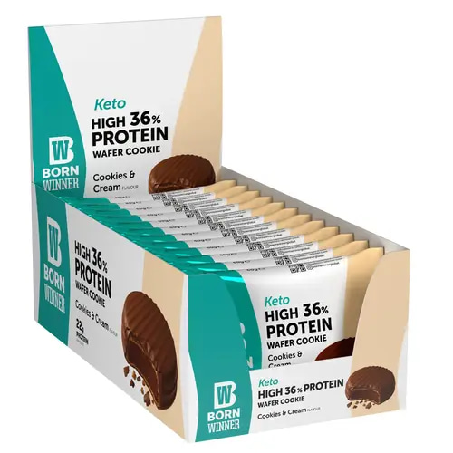 (Box of 12) Keto Cookie Protein Cookies & Cream 60g Born Winner