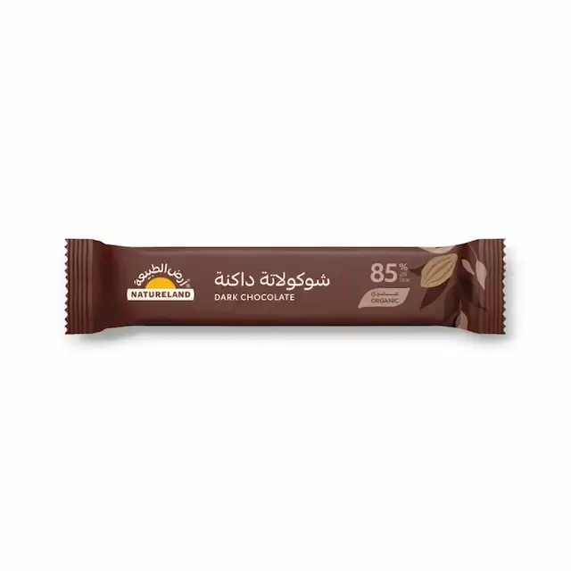 شوكولاتة داكنة 85% 35جم عضوي ارض الطبيعة