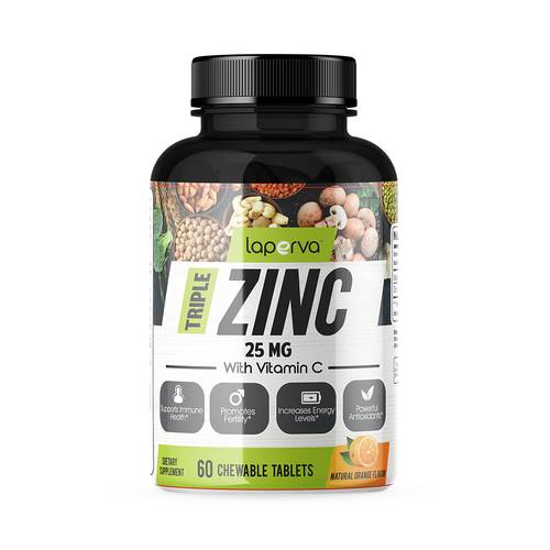 Laperfa Zinc Plus with Vitamin C 25mg 60 Chewable Tablets – Orange Flavor