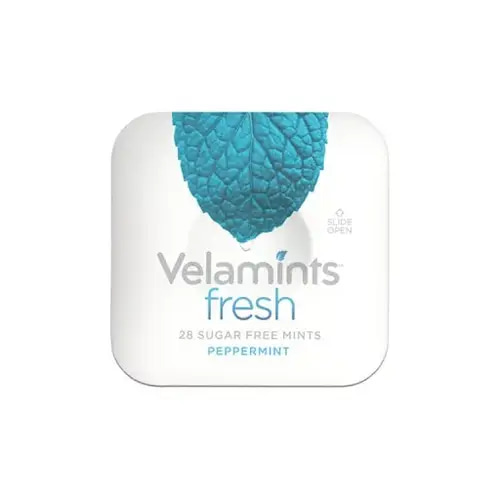 Velamints Fresh Cool Lemon Sugar Free Mints Tin - Fresh Breath Mint Aspartame-Free Sweetened with Stevia 20 G -Peppermint