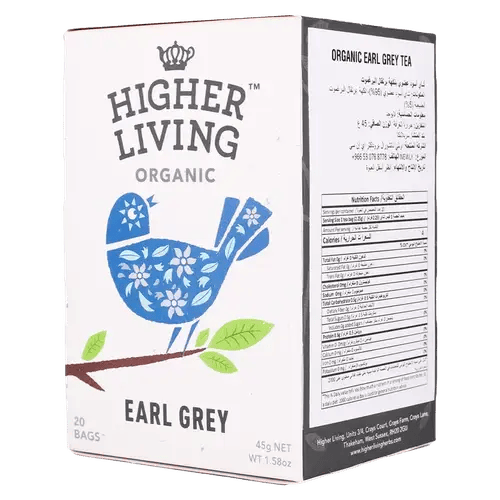 شاي أسود عضوي بنكهة برتقال البرغموت الطبيعي 20كيس Higher Living