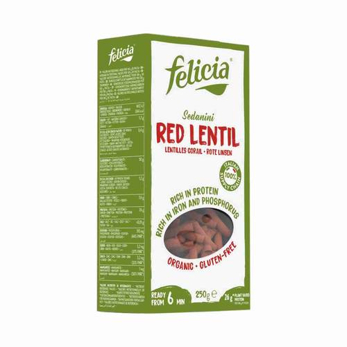 Felicia Gluten Free Organic Red Lentil Sedanini Pasta 250g