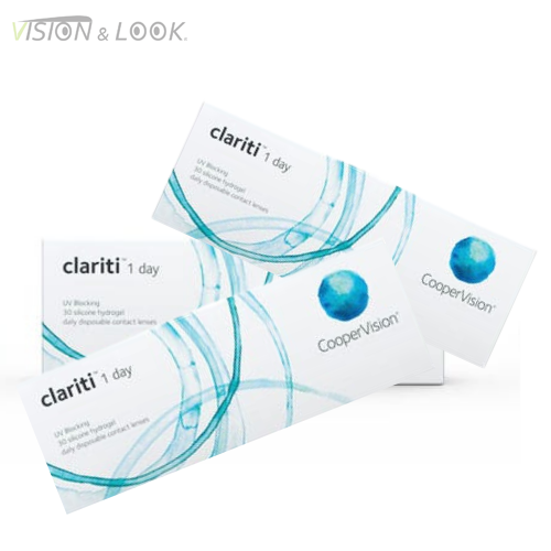 Three cans of Clariti Daily 90 lens 