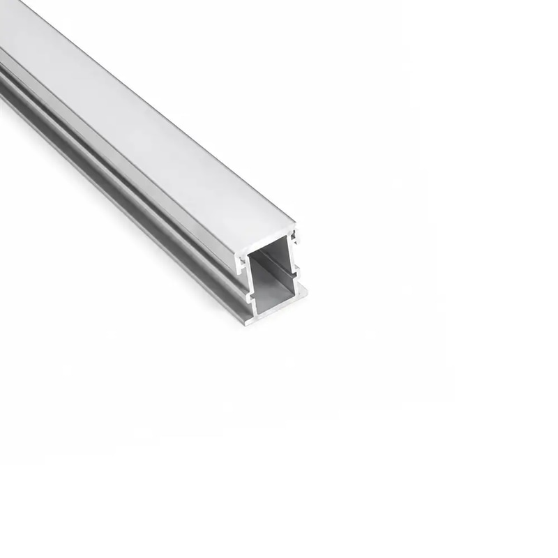 Silver aluminum recessed floor profile for LED strips (Height: 2.56 cm, Width: 2.13 cm)