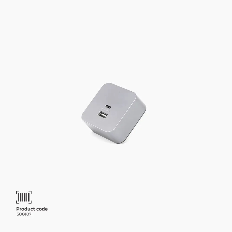 فيش مربع منفذ USB رمادي