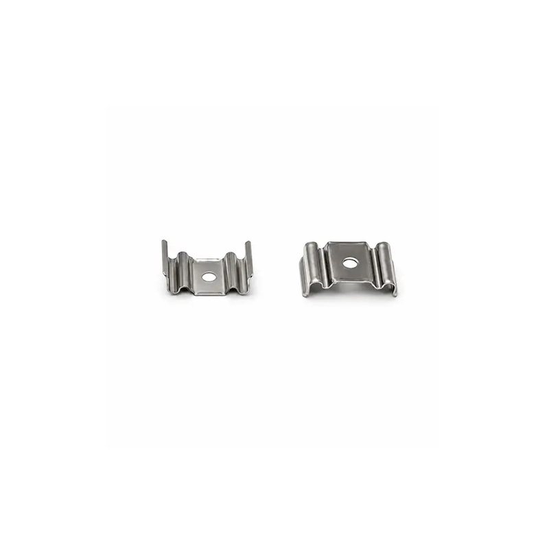 Mounting clip for silver surface-mounted aluminum profile (3.5 cm height, 3.5 cm width).