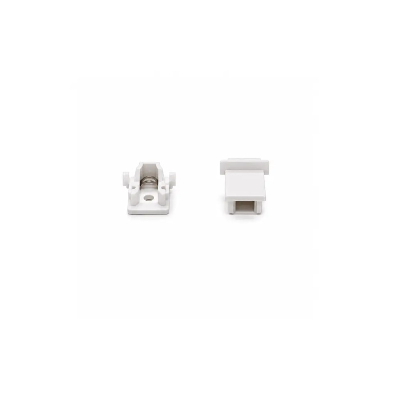 End cap for silver surface-mounted aluminum channel; height 1.3 cm, width 0.99 cm.