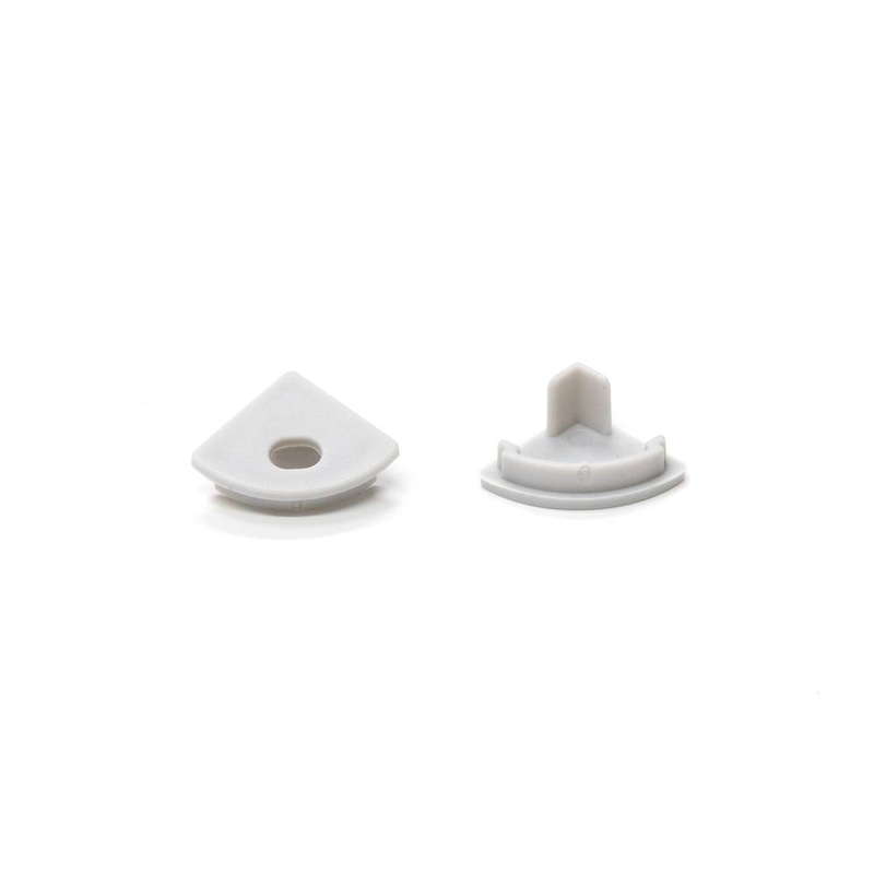 Silver surface-mount aluminum channel end cap (1.55 cm height x 1.55 cm width)