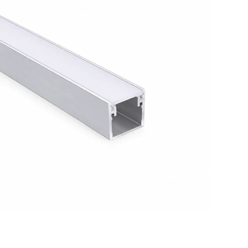Silver aluminum recessed floor profile for LED strips (2 cm height, 2 cm width)