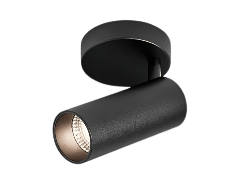 Black, single, adjustable round wall light fixture (GU10)