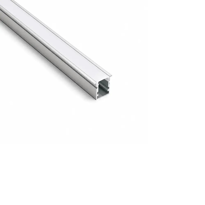 Silver recessed aluminum profile for LED strips; height 1.3 cm, width 0.99 cm.