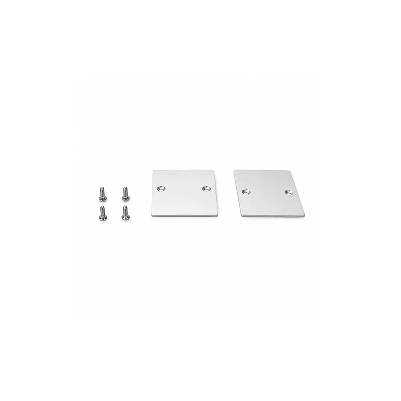 Silver surface-mount aluminum channel end cap (3.5 cm height, 3.5 cm width).