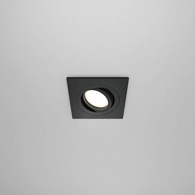 Black, single, adjustable, recessed square aluminum ceiling frame with anti-glare design; cutout size: 5 cm x 5 cm.