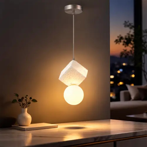 معلقة رخامية  25 سم  زجاج مثلج ابيض  | E27 | KT6002WH