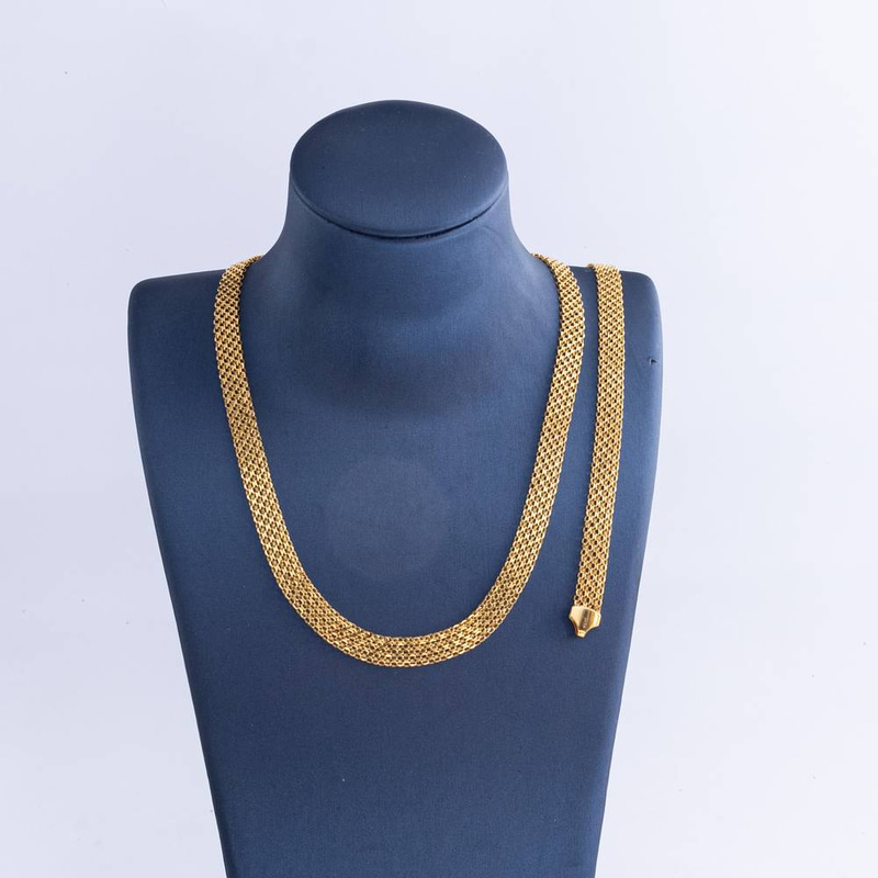 عقد وسوارة الفلات العريضة عيار 21