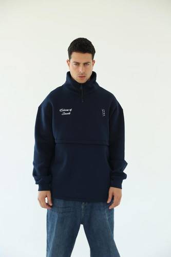 Dark blue sweater oversized - unisex