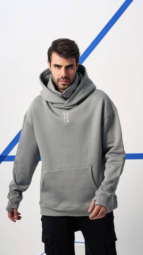 ‏Grey Ninja hoodie oversized - unisex