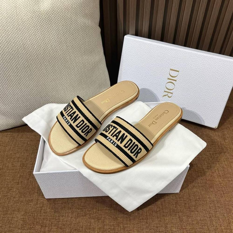 Dior slippers dark beige