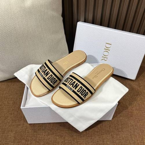 Dior slippers dark beige
