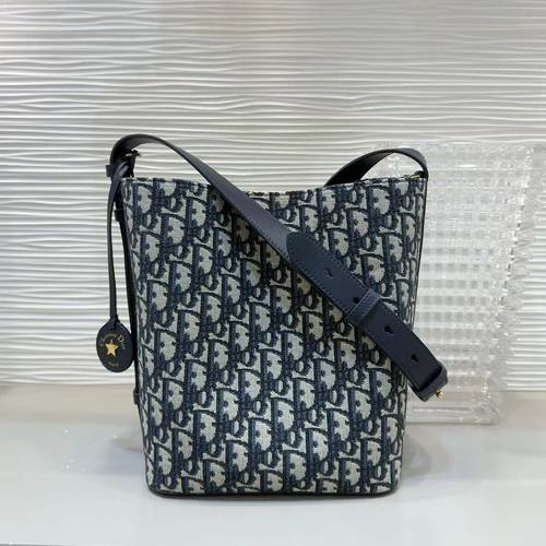 Small Diorstar Bucket Bag Blue Dior