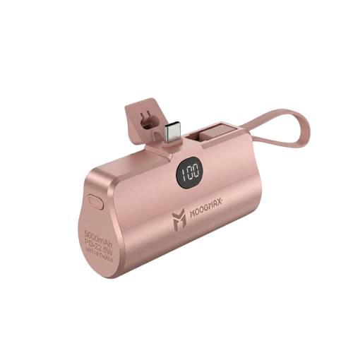 باور بنك صغير 5000mAh شحن سريع 22.5W مع كابل مدمج