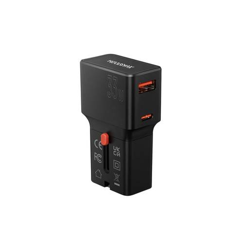 شاحن جداري سريع 33W صغير للسفر بمنفذين USB و Type-C