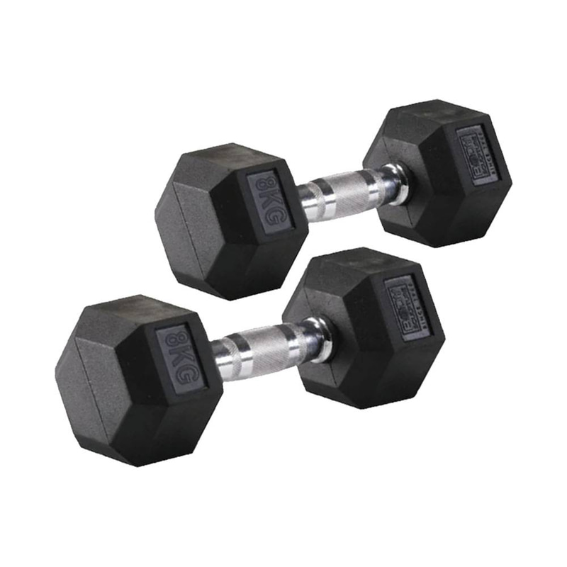 Rubber Hex Dumbbell Pair 8kg