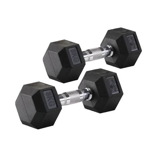 Rubber Hex Dumbbell Pair 8kg