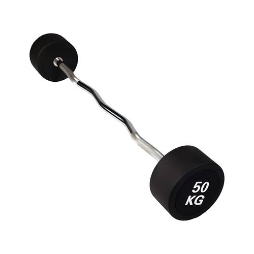 50kg Rubber Coated Curl Barbell – Comfortable Grip