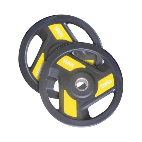 Pair of 15KG Color Rubber Weight Plates with Triple Grip
