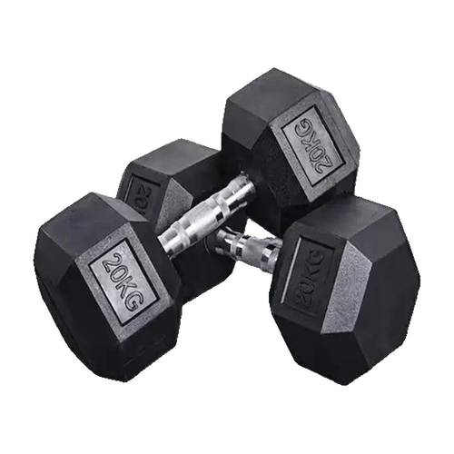 Pair of 20KG Hex Rubber Dumbbells – Ergonomic Grip