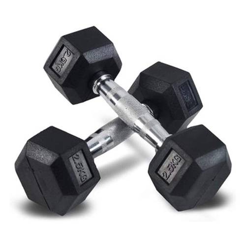 2.5kg Hex Rubber-Coated Dumbbell Pair – For Light Training