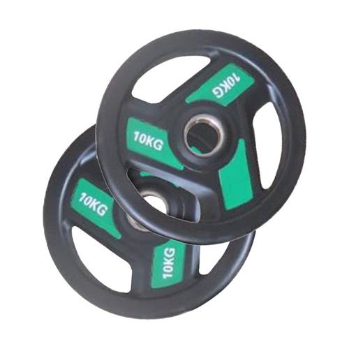 Pair of 10KG Color Rubber Weight Plates with Triple Grip