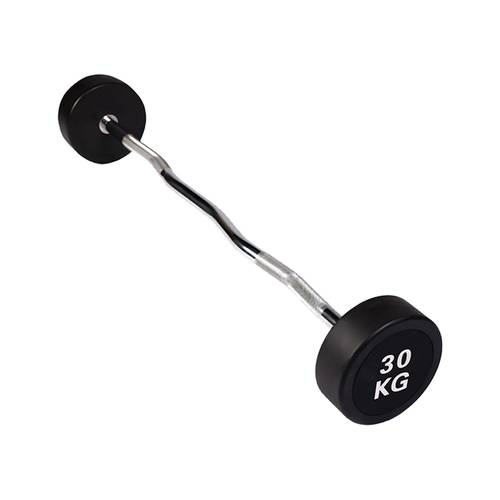 30kg Rubber-Coated Curl Barbell for Pro Strength and Fitness Training