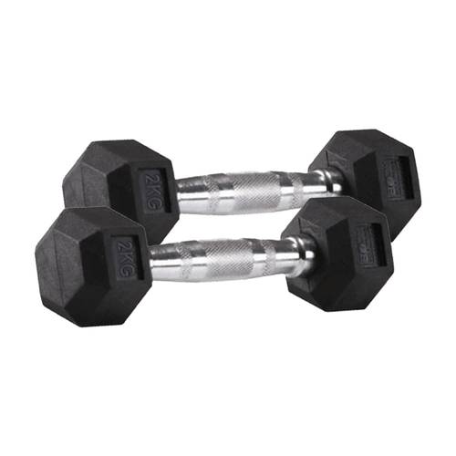 2kg Hex Rubber-Coated Dumbbell Pair – Light Control