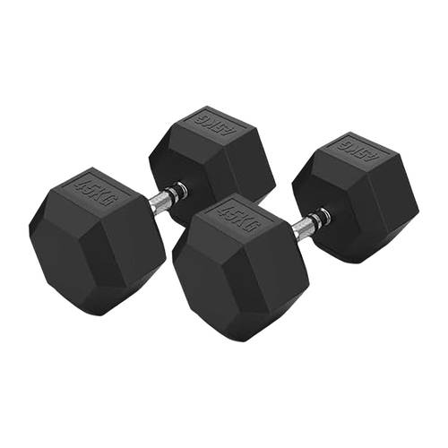 45kg Hex Rubber-Coated Dumbbell Pair – for Intense Training