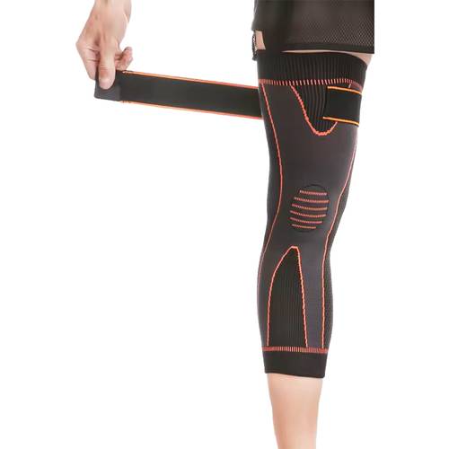 long knee brace with an elastic strap for leg support from Aolikes