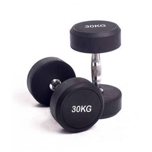30 KG Round Rubber Dumbbell RDRW2-A30 | Knurled Steel Grip
