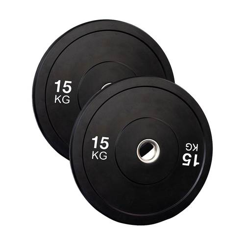 Pair of 15KG Black Rubber Weight Plates – Heavy-Duty Quality