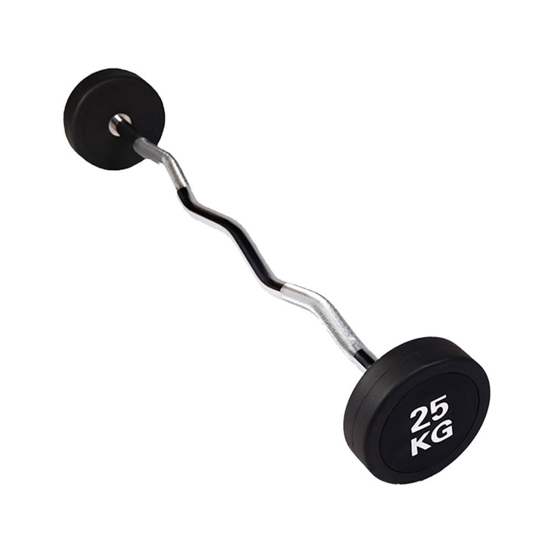 25kg Rubber-Coated Curl Barbell for Strength and Muscle Building
