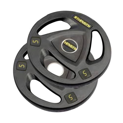 Pair of 5KG Olympic Rubber-Coated Weight Plates with Triple Grip