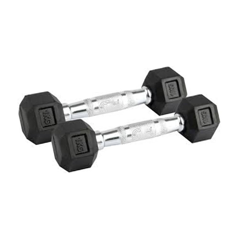 1kg Hex Rubber-Coated Dumbbell Pair – Light Weights for Fitness