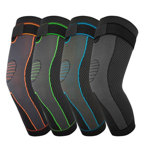 long knee brace with an elastic strap for leg support from Aolikes