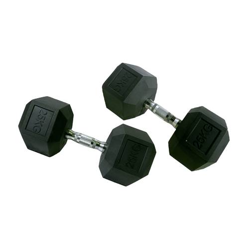 25kg Hex Rubber-Coated Dumbbell Pair