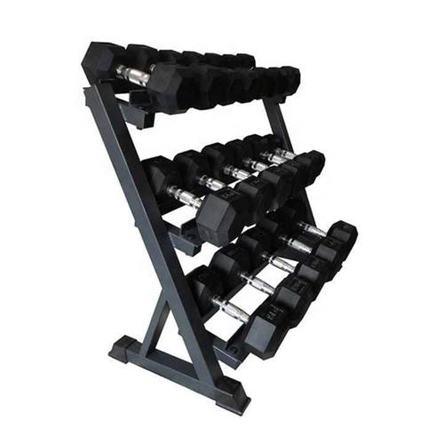 Hex Rubber Dumbbell Set 2.5–50kg with 2 Racks