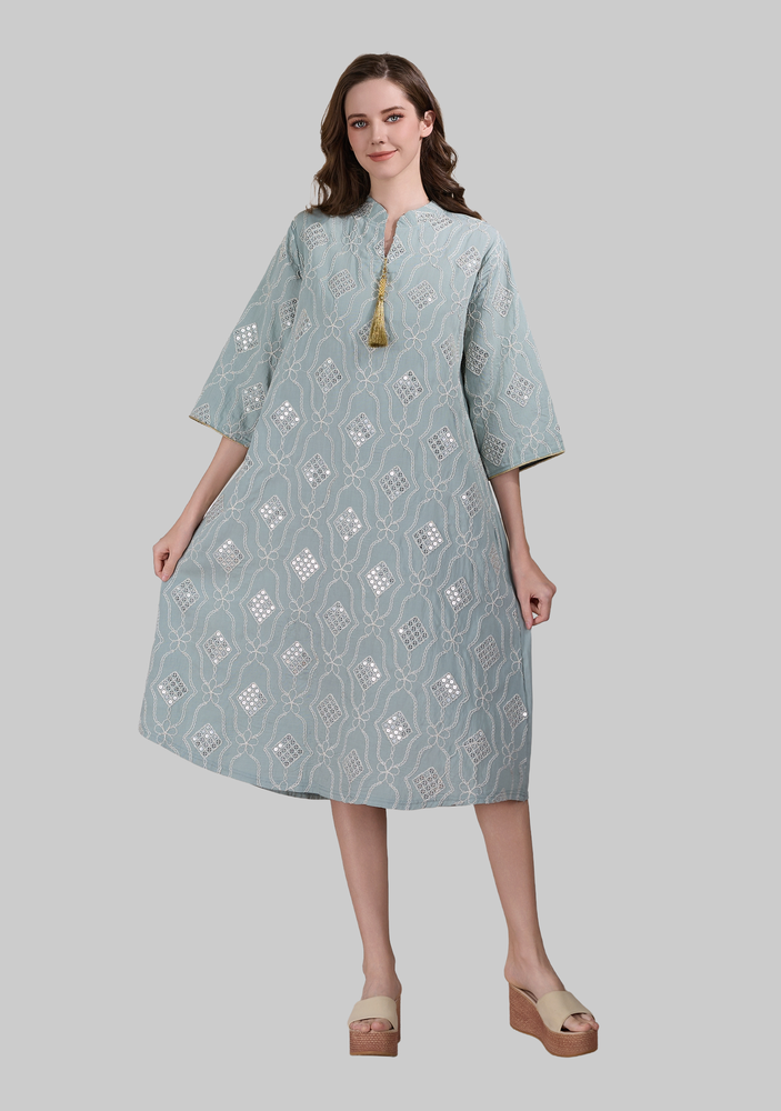 جلابية نسائي ميدي بتصميم مزخرف M-XXL