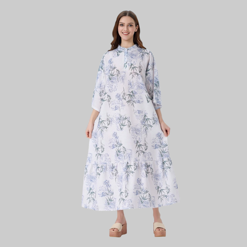 قميص نسائي تميز بتصميمه الأنيق المزخرف بنقوش زهور فاتحة M-XXL