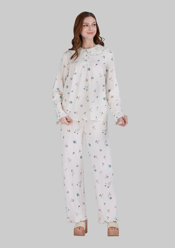 بيجامة نسائية بتصميم مزخرف بألوان زاهية S-XL